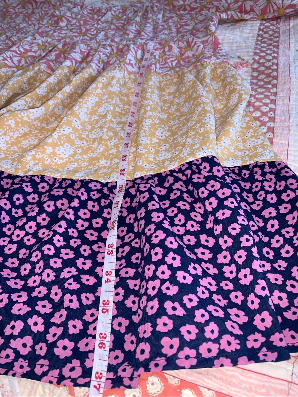 Boho Tiered Floral Mini Dress in Pink, Yellow & Purple - Picture 6 of 6